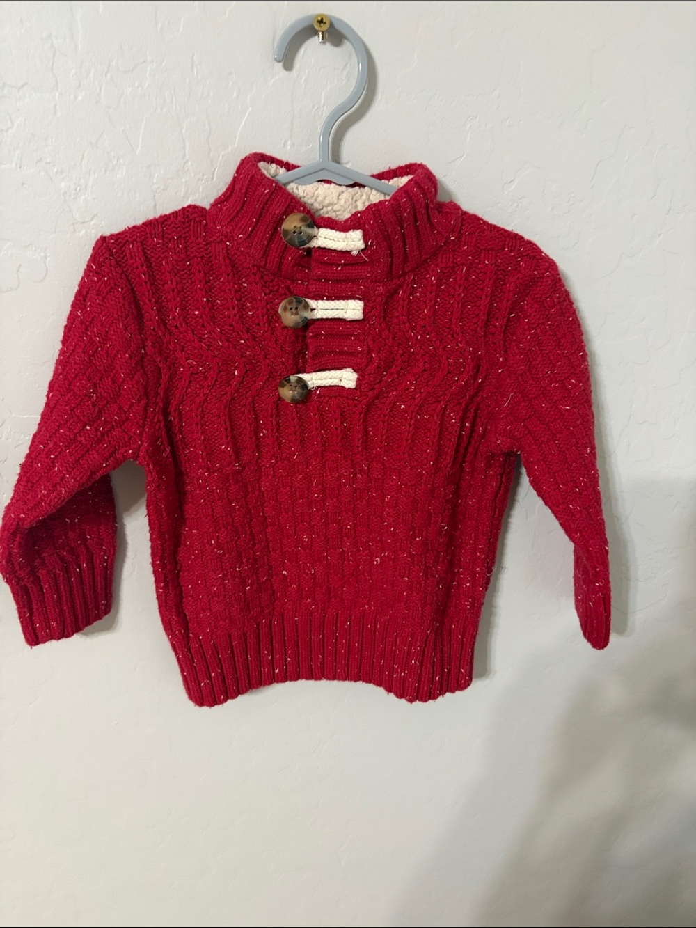Cat & Jack Bright Red Toggle Knit Sweater